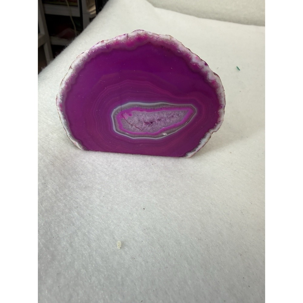 Dyed Pink Agate Geode‎ Bookend ~300g